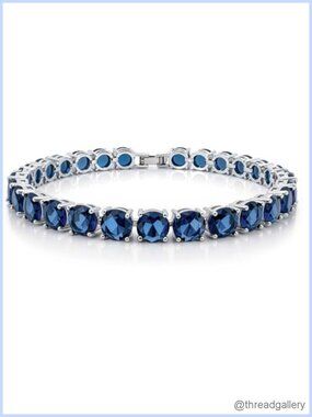 Cubic Zirconia Tennis Bracelet 7 Inch Round Silver-Tone Plated Fashion Jewelry